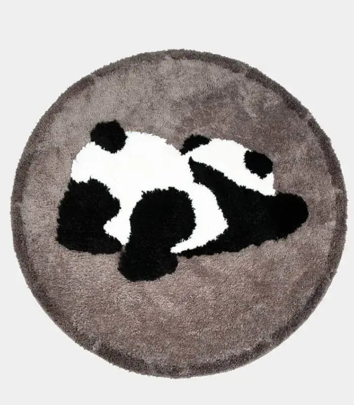 Panda Rug Round Soft Grey Hand Knotted Hand Tufted 100 x 100 cm