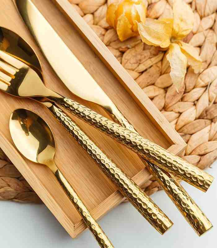 24 Pcs Cutlery Set Meadow Stainless Steel For 6 Gold