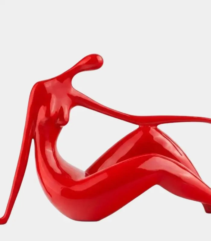 Elara Abstract Resin Figure Sculpture – Reclining Form, Red or Black 35 cm / 13.8 in