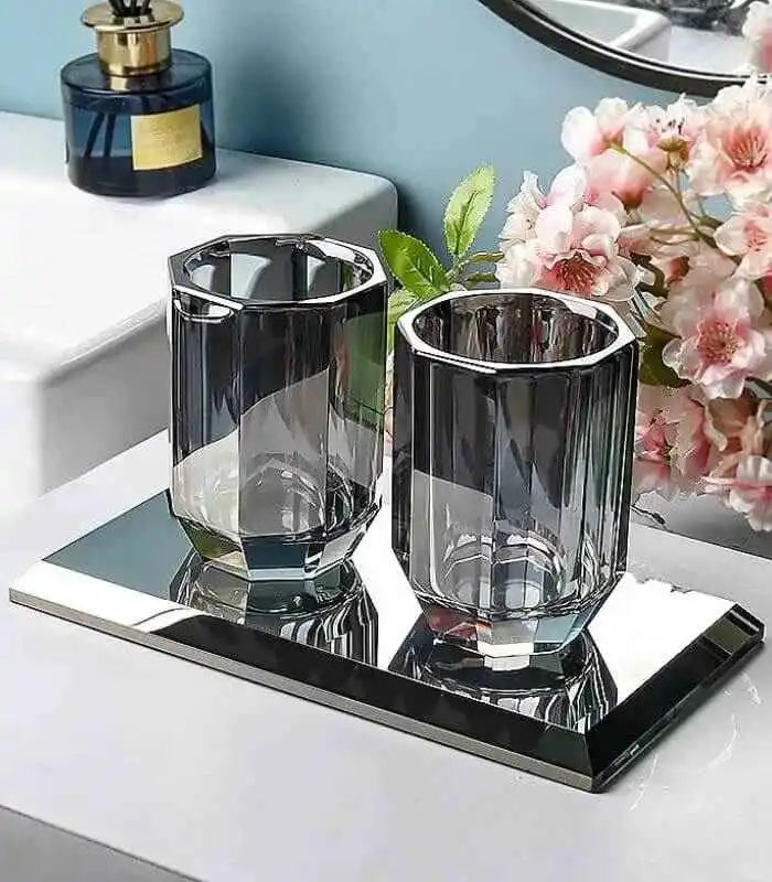Bathroom Accessories Crystal Glass Grey