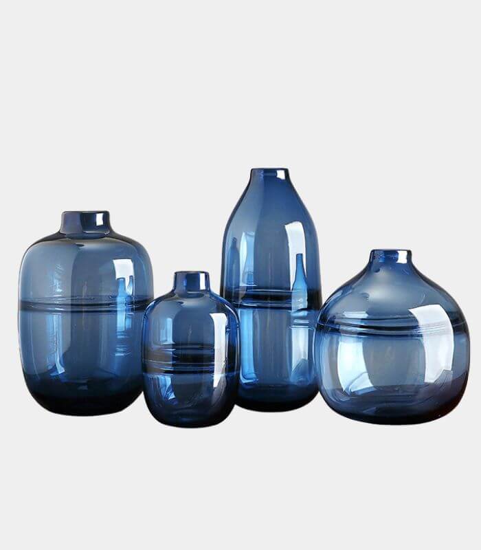 Elegant Blown Glass Vase Transparent Blue