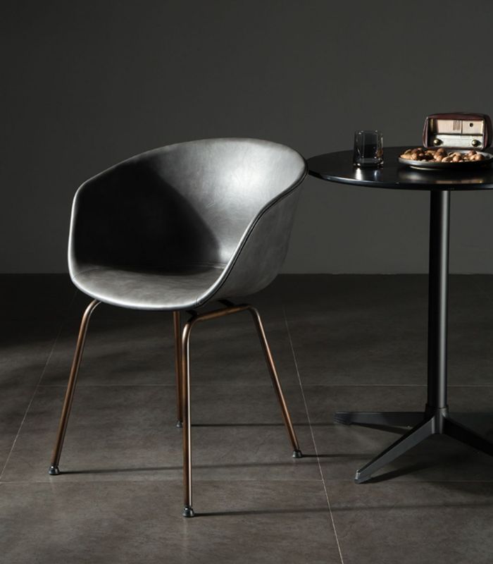 Modern Leather Dining Armchair 80cm