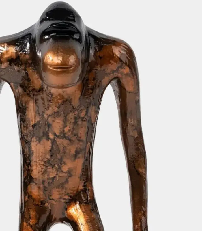 Maximilian Resin Sculpture – Abstract Ape Figure with Metallic Finish 22 cm