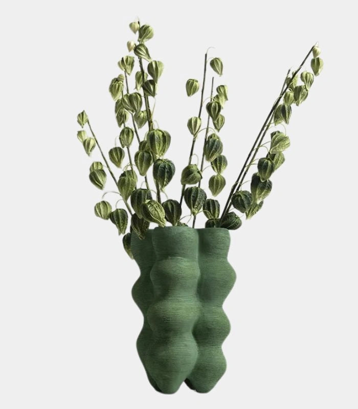 Table Vase Large Handcrafted Resin Green Tall Vases 39 cm