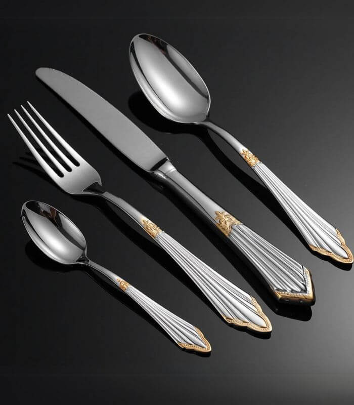 24 Pcs Raffaello Flatware Cutlery Set Silver & Gold