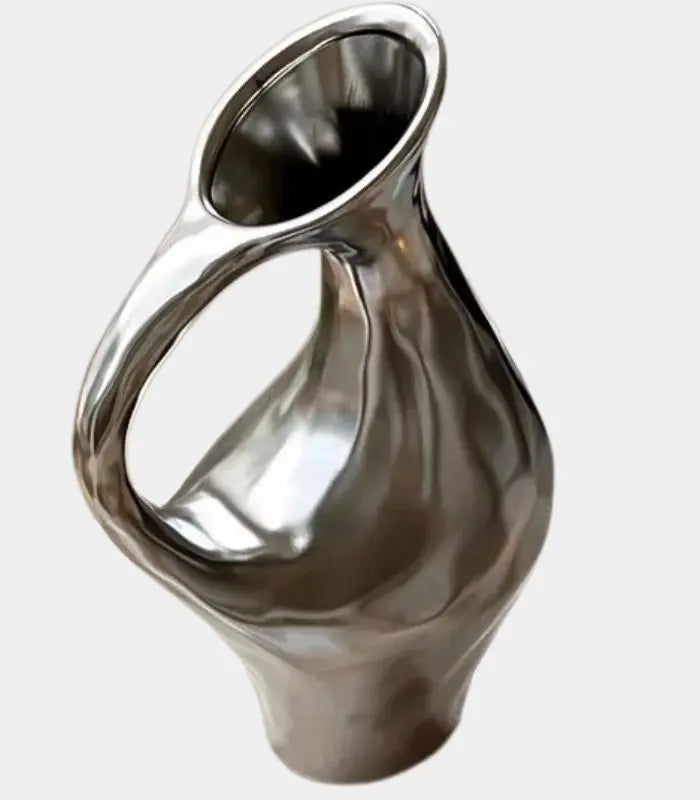 Forma Silver Ceramic Tabletop Vase 35 cm