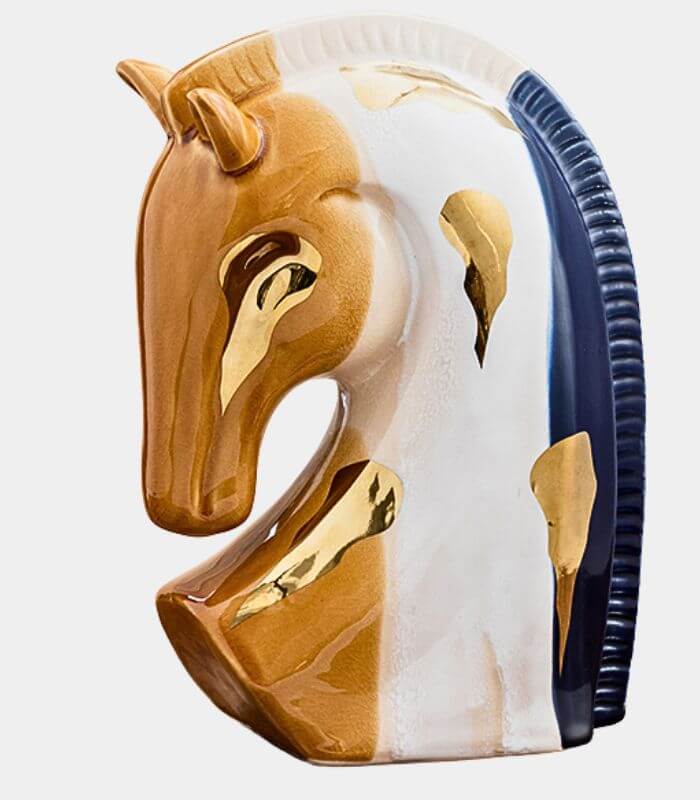 Elegant Porcelain Horse Bust Sculpture with Crackle Glaze – Available in Two Sizes