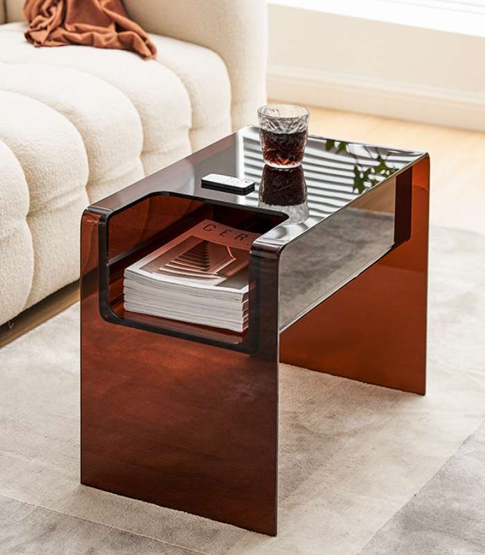 Versatile Acrylic Side Table & Coffee Table - Vertical or Horizontal Placement