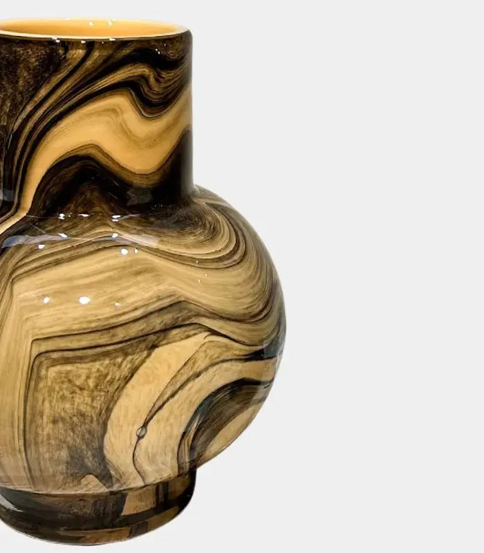 SWIRLED GLASS VASE – HANDCRAFTED ART GLASS DESIGN 18 cm