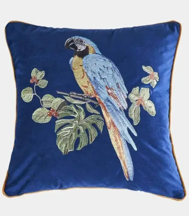 Tropical Paradise Embroidered Cushion Cover Plush 45x45 cm