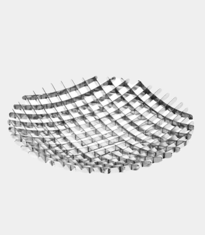 Delmara Lattice Premium Stainless Steel Decorative Fruit Bowl - Modern Geometric Design (35cm/13.8" or 24cm/9.4")