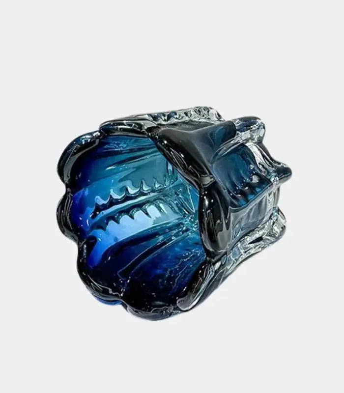 AZURE REVERIE Handblown Blue Glass Vase – Sculptural Decorative Accent 15cm / 10cm