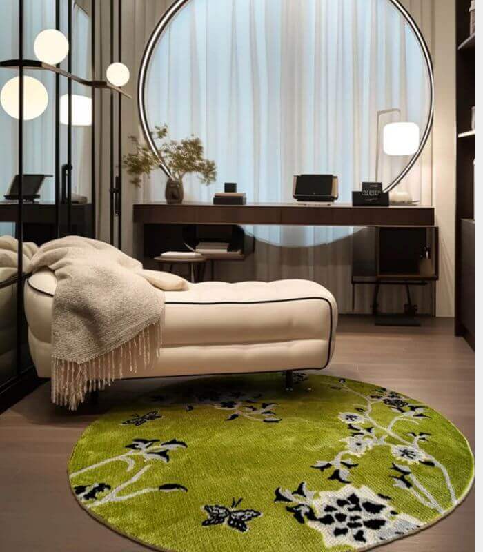 Springtime Bliss Round Rug Hand-Tufted Floral & Butterfly Round Area Rug - Pet-Friendly