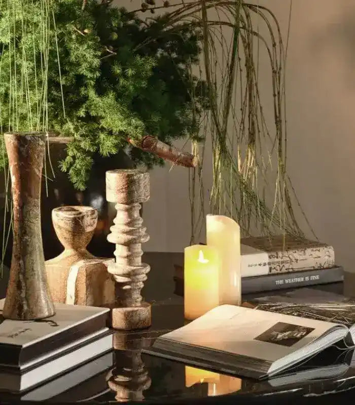 Natural Marble Candle Holders Brown