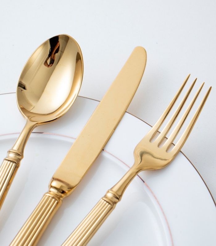 Set of 16 Pcs Aristocrat Flatware Cutlery Set 304 Stainless Steel Gold