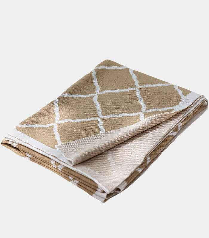 Knitted Throw Blanket - Acrylic, Available in Sand Beige and Slate Grey