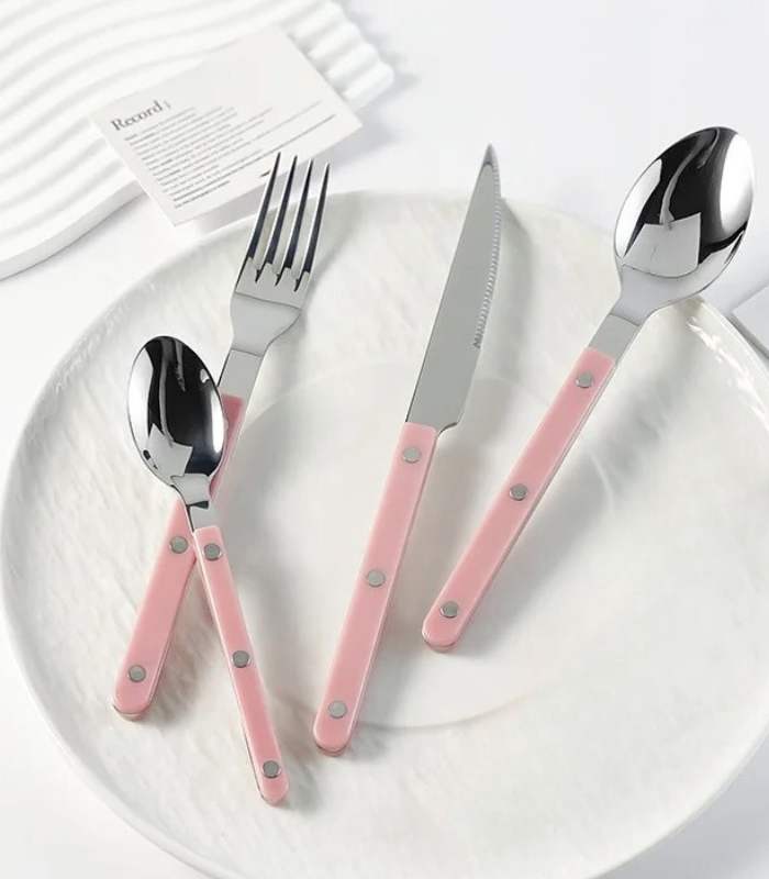 Pink European-Inspired Cutlery Set 18/10 Stainless Steel