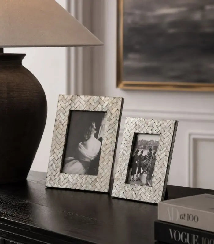 Harbour Photo Frame – Natural Shell Herringbone Design