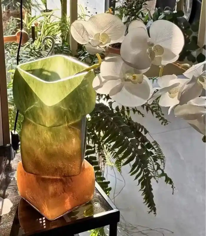 Handcrafted Stacked Glass Vase – Gradient Ombre Design 30 cm