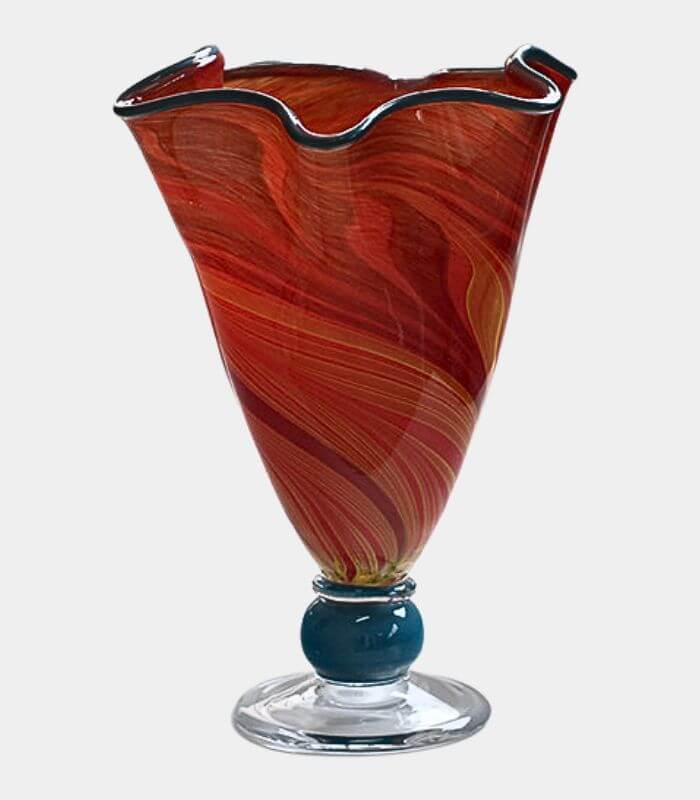 Mirabella Tabletop Vase Handcrafted Glass Vase with Vibrant Red Hues 30 cm