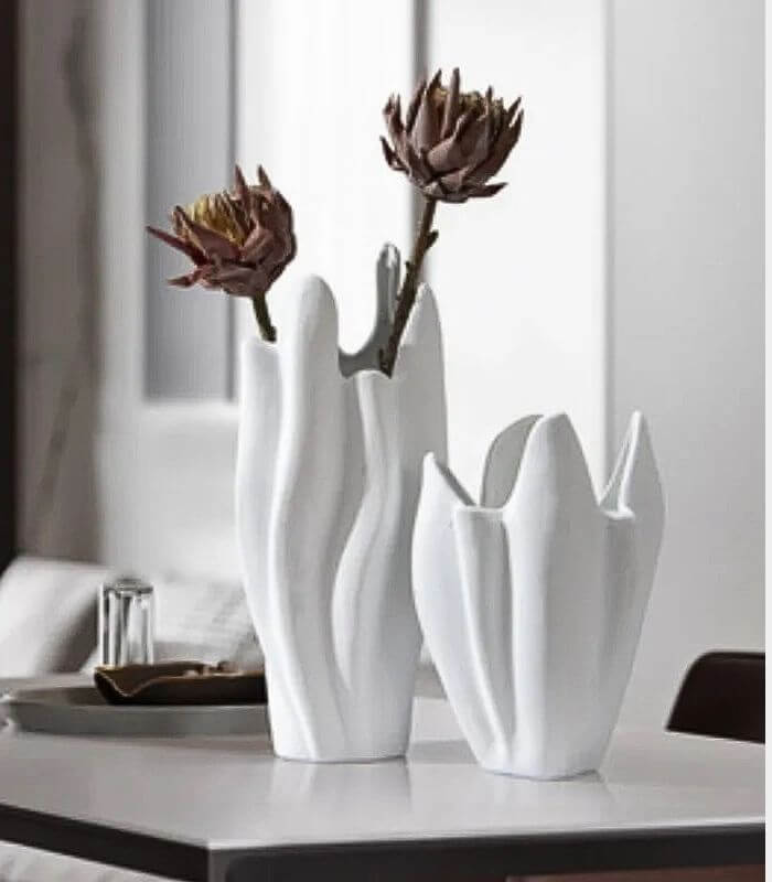 Blanc Ceramic Vase White Textured