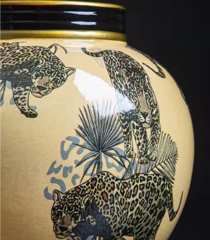 Handcrafted Porcelain Vase Safari Style 26 cm