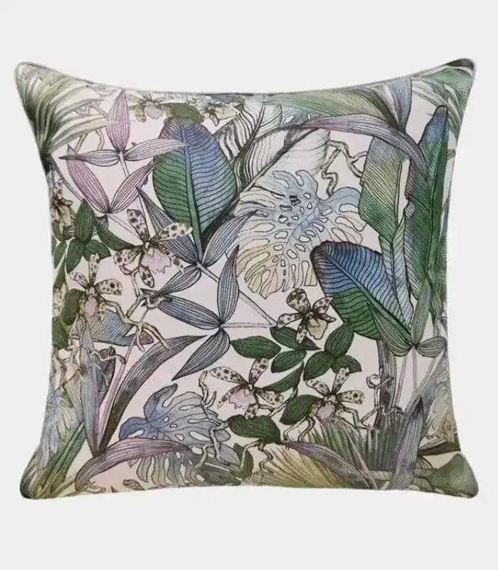 Botanical Haven Decorative Cushion Cover  Tropical & Coastal Fern Print Throw Pillow Cover  45x45 cm