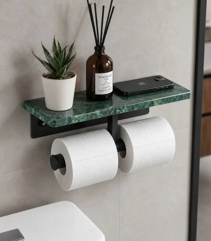 Marble Toilet Paper Holder – Large Wall-Mounted Design Green Marble