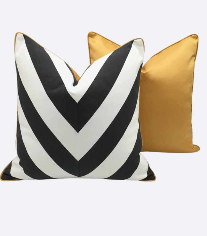 Jazz Cushion Cover Chevron Pattern Ivory & Black 45 cm