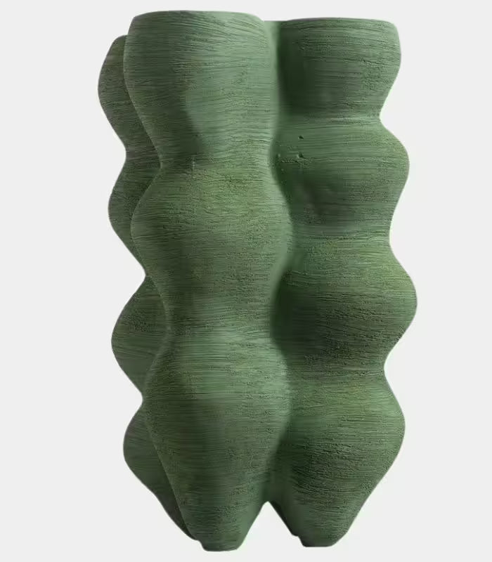 Table Vase Large Handcrafted Resin Green Tall Vases 39 cm