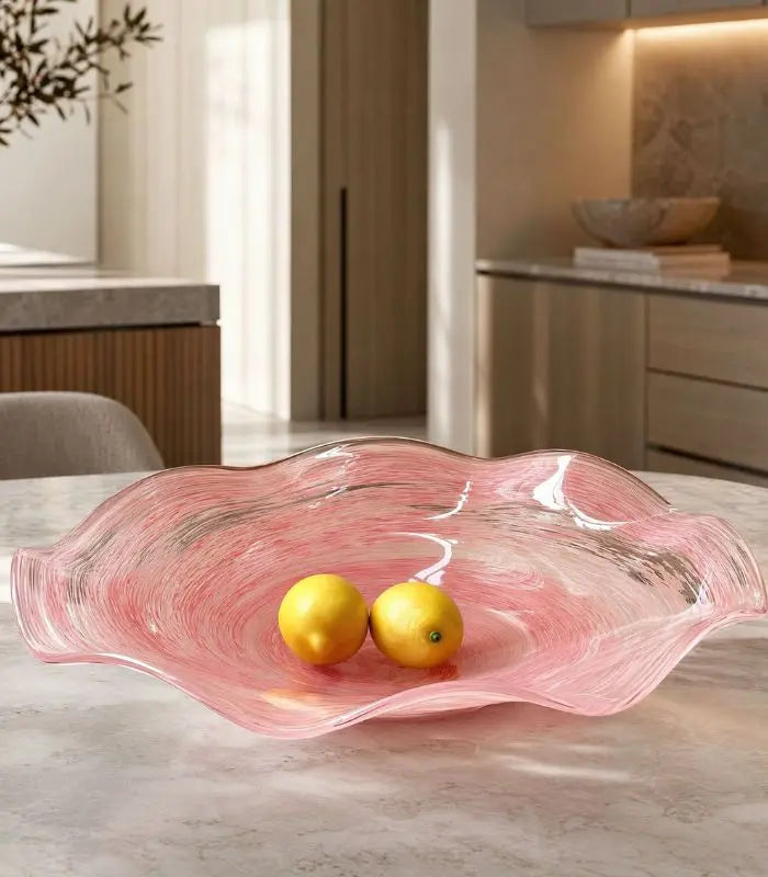Rosalind Handcrafted Glass Bowl Pink Large 41 cm