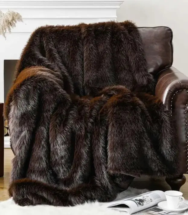 Faux Fur Throw Blanket Plush Faux Fur Throw Chocolate Brown