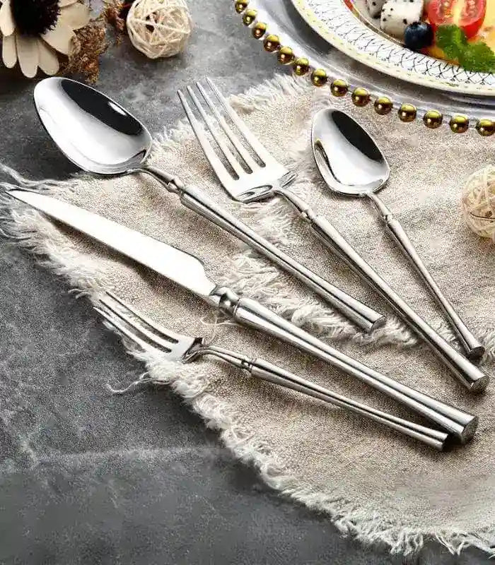 Set of 30 Classic Stainless Steel Art Deco Cutlery Silver Set for 6 people