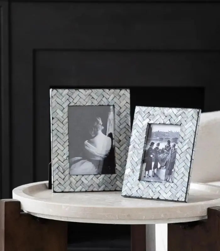 Harbour Photo Frame – Natural Shell Herringbone Design