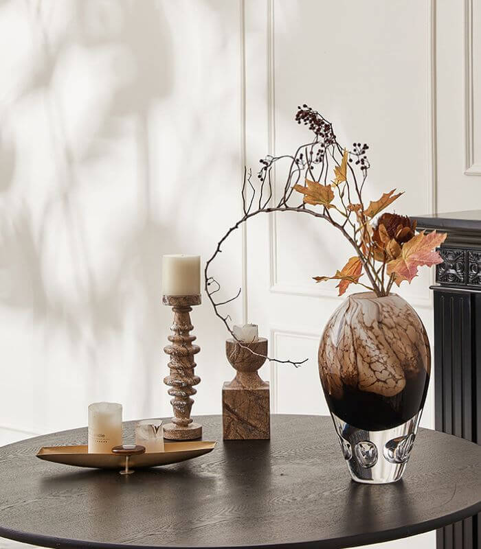 Natural Marble Candle Holders Brown