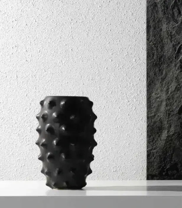 Arabella Black Spiked Handcrafted Ceramic Vase - 27 cm