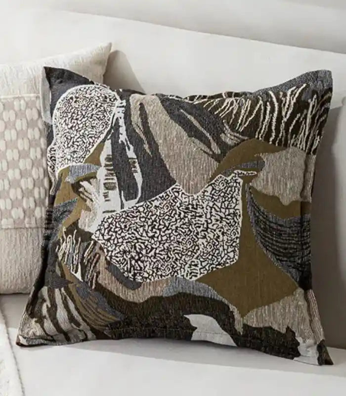 Abstract Terrain Cushion Cover – Jacquard Woven Design