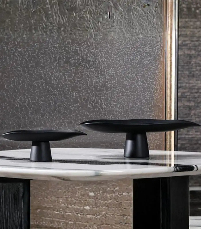 Decorative Tray Handcrafted Fruit Bowl Table Storage Black Porcelain