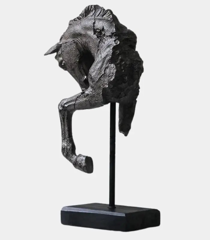 Contemplative Equine Decorative Sculpture Artisan Resin Object Large 43 cm (16.9 in) Black