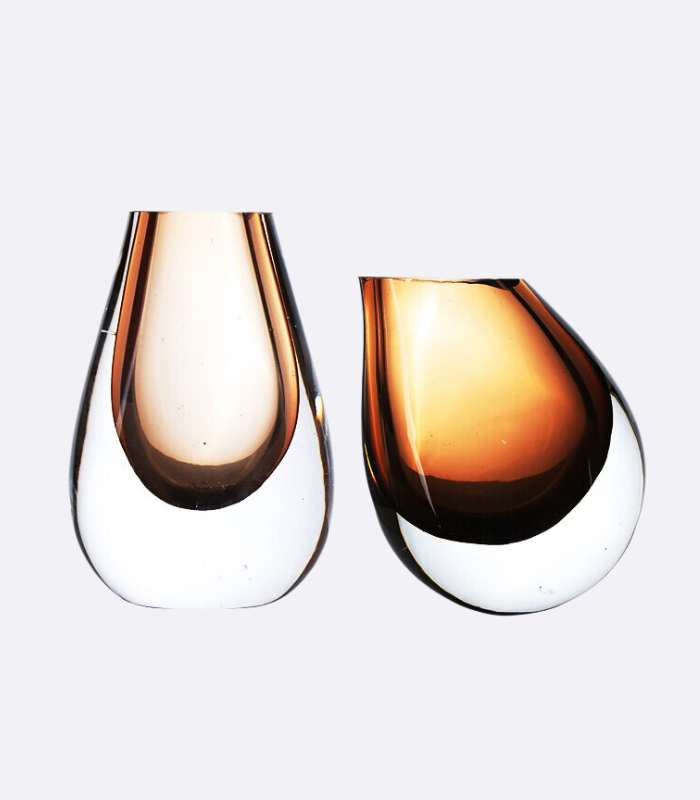 Decorative Crystal Glass Vase Brown