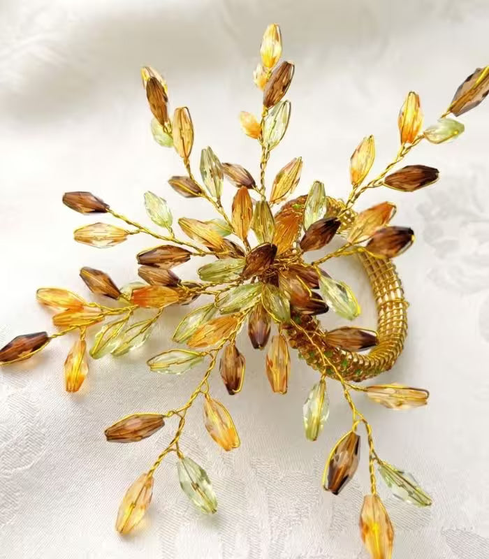 12 Pcs Set Celestina Handbeaded Napkin Ring Set – Acrylic Beaded Design