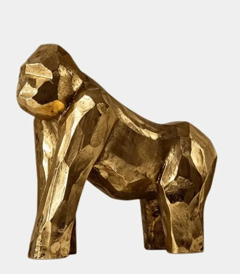 Castellan Gold Resin Gorilla Sculpture | Faceted Decorative Animal Figure 21 cm / 8.3 in