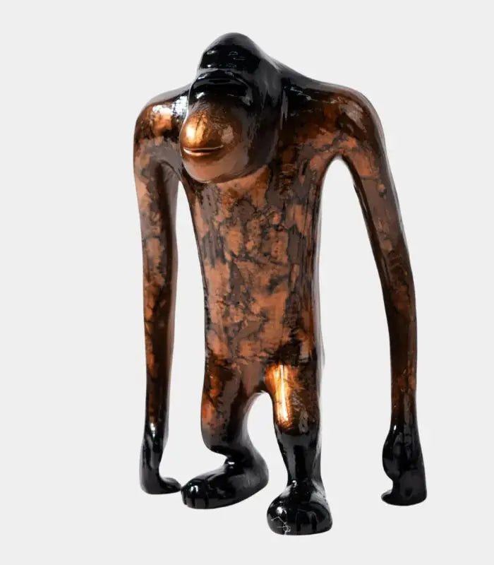 Maximilian Resin Sculpture – Abstract Ape Figure with Metallic Finish 22 cm