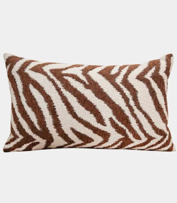 Ketzia Woven Chenille Cushion Cover, Chevron Stripe Pattern Rust & Cream