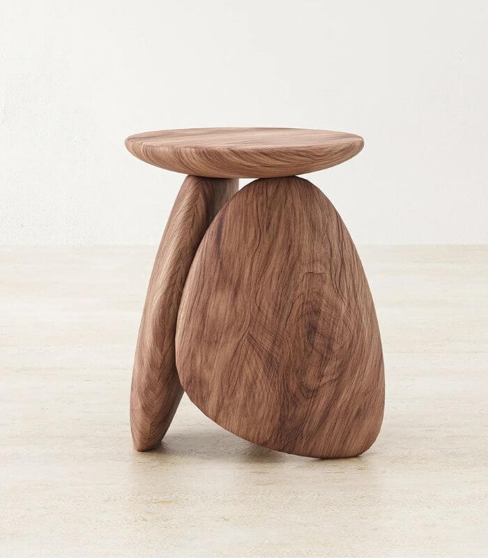 Sculpted Pebble Side Table Raintree Wood