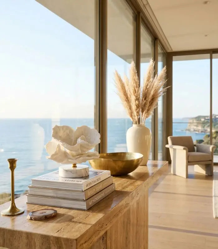 Faux Coral Desk Decoration Ornaments Resin on Marble Base White