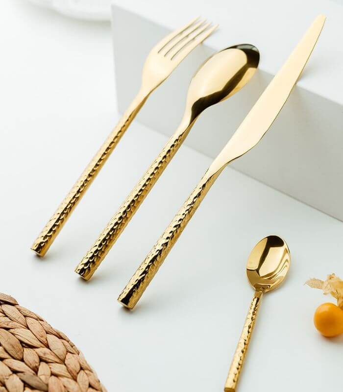 24 Pcs Cutlery Set Meadow Stainless Steel For 6 Gold