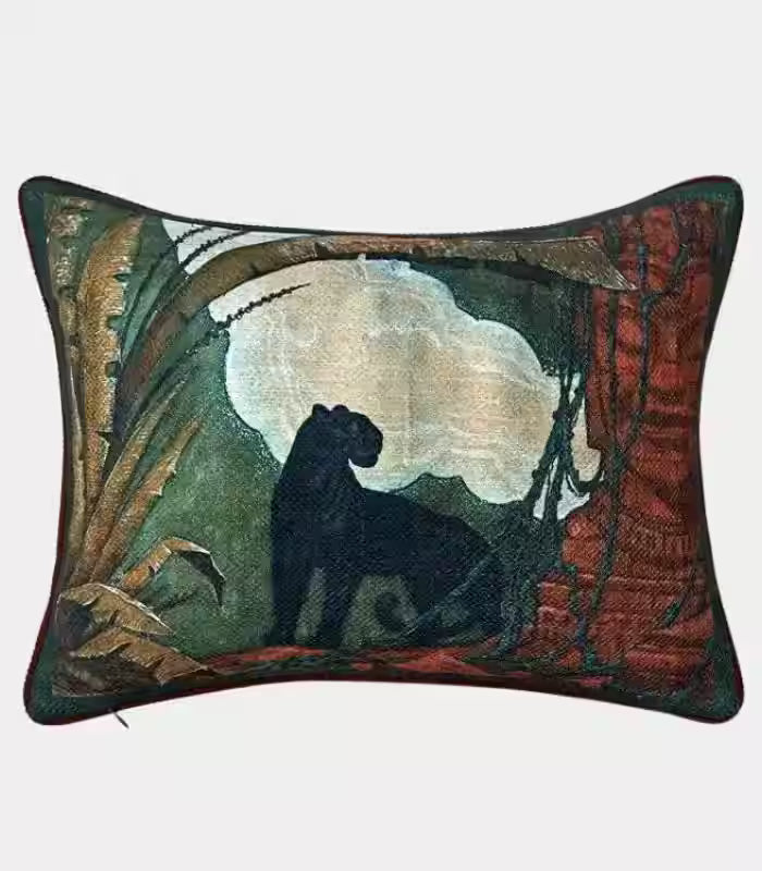 Panthera Jacquard Cushion Cover – Decorative Panther Print Pillow Case for Sofa 45 cm x 35 cm