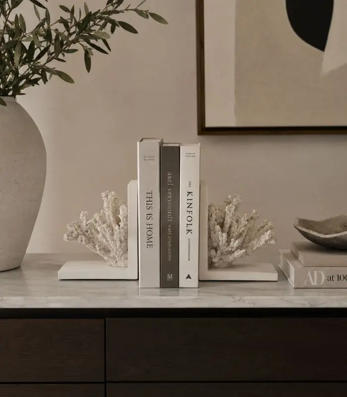 Set 2 Pcs Atoll Resin Bookends – Coral Branch Design Set