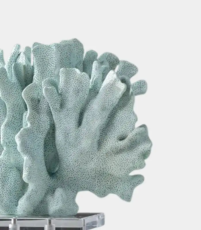 Oceana Seafoam Coral Sculpture – Coastal Decorative Object with Acrylic Base Resin Blue Large 28 cm